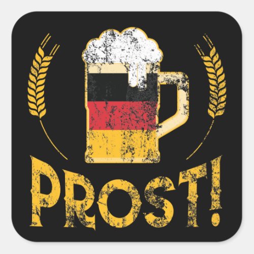 Prost German Flag Beer Lover Oktoberfest Square Sticker