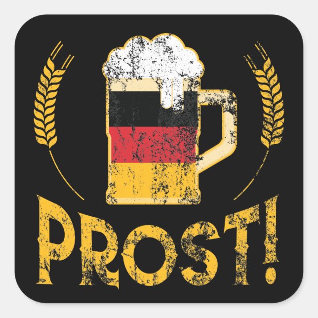 Prost German Flag Beer Lover Oktoberfest Square Sticker (Front)