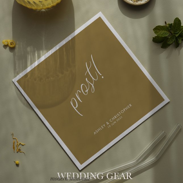 Prost! Gold Minimal Any Occasion Cocktail Napkins (Creator Uploaded)