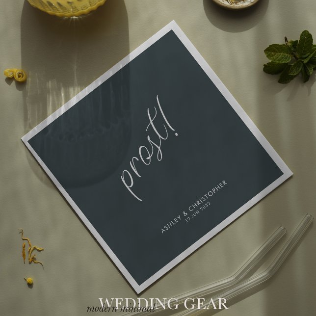 Prost! Space Gray Minimal Any Occasion Cocktail Napkins (Creator Uploaded)