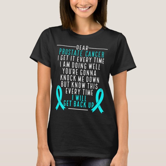 Prostate Cancer Awareness get back up Blue Ribbon T-Shirt (Front)
