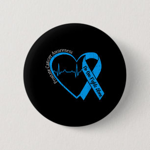 Prostate Cancer Awareness Heart Ribbon Blue Button
