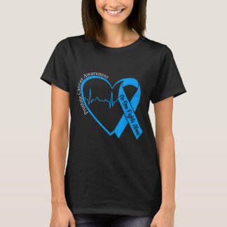 Prostate Cancer Awareness Heart Ribbon Blue T-Shirt