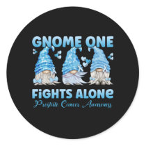 Prostate Cancer Awareness Light Blue Gnome Classic Round Sticker