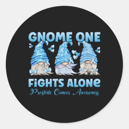 Prostate Cancer Awareness Light Blue Gnome Classic Round Sticker