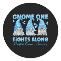 Prostate Cancer Awareness Light Blue Gnome Classic Round Sticker