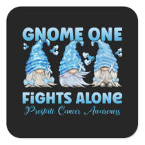 Prostate Cancer Awareness Light Blue Gnome Square Sticker