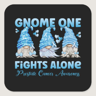 Prostate Cancer Awareness Light Blue Gnome Square Sticker