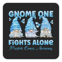 Prostate Cancer Awareness Light Blue Gnome Square Sticker