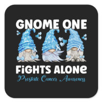 Prostate Cancer Awareness Light Blue Gnome Square Sticker