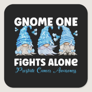 Prostate Cancer Awareness Light Blue Gnome Square Sticker