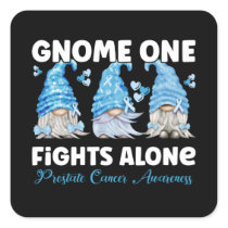 Prostate Cancer Awareness Light Blue Gnome Square Sticker