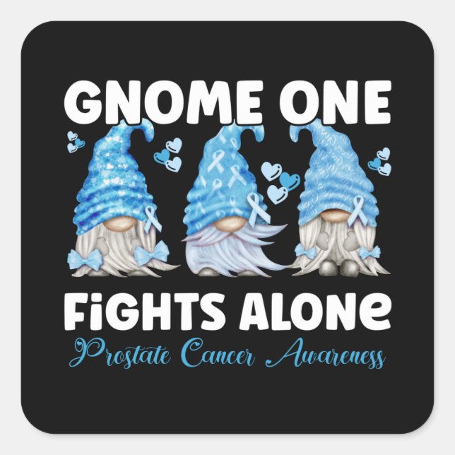Prostate Cancer Awareness Light Blue Gnome Square Sticker (Front)