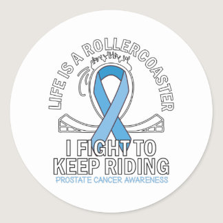 Prostate cancer awareness light blue ribbon classic round sticker