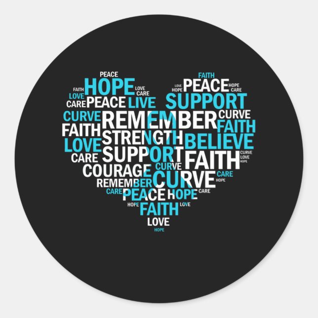 Prostate Cancer Awareness Light Blue Ribbon Classic Round Sticker (Front)