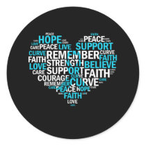Prostate Cancer Awareness Light Blue Ribbon Classic Round Sticker