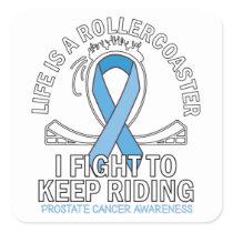 Prostate cancer awareness light blue ribbon square sticker