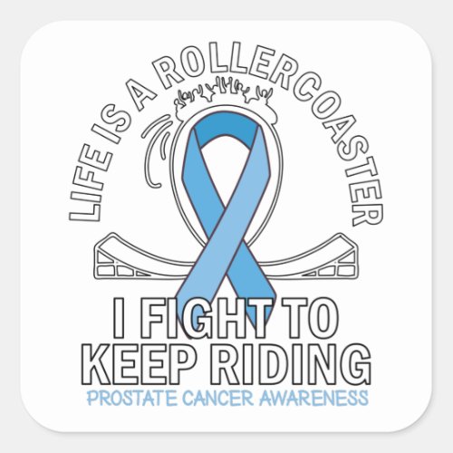 Prostate cancer awareness light blue ribbon square sticker