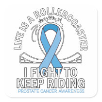 Prostate cancer awareness light blue ribbon square sticker