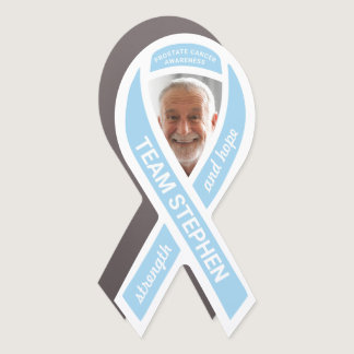 Prostate Cancer Awareness Photo Blue Ribbon Car Magnet