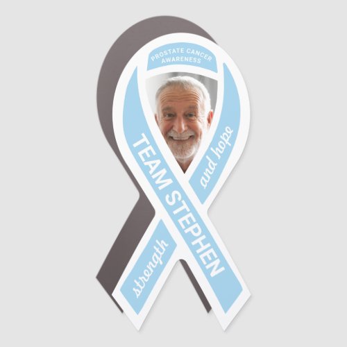 Prostate Cancer Awareness Photo Blue Ribbon Car Magnet