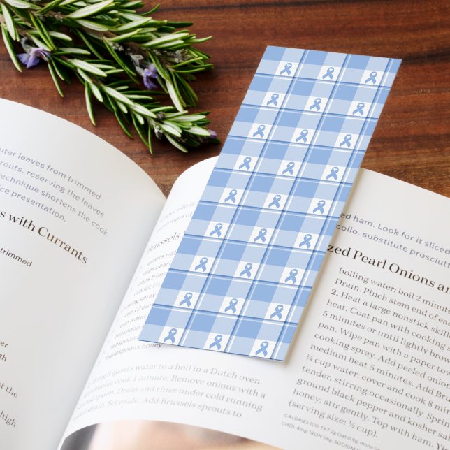 Prostate Cancer Awareness Plaid Light Blue Ribbon Bookmarks (Book)