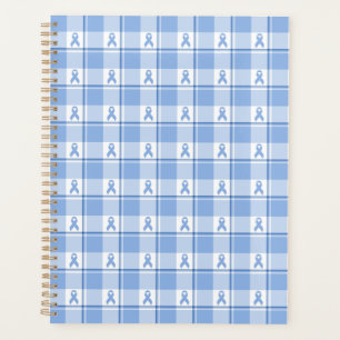 Prostate Cancer Awareness Plaid Light Blue Ribbon Planner