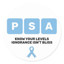 Prostate Cancer Awareness PSA  Classic Round Sticker