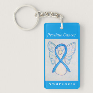 Prostate Cancer Awareness Ribbon Angel Keychain