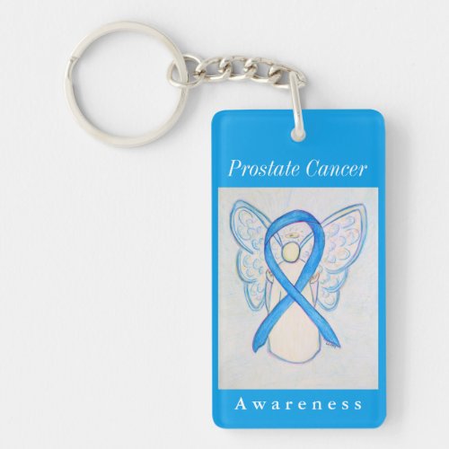 Prostate Cancer Awareness Ribbon Angel Keychain
