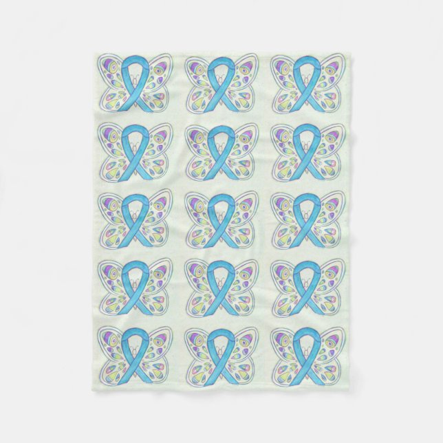 Prostate Cancer Awareness Ribbon Fleece Blanket (Front)