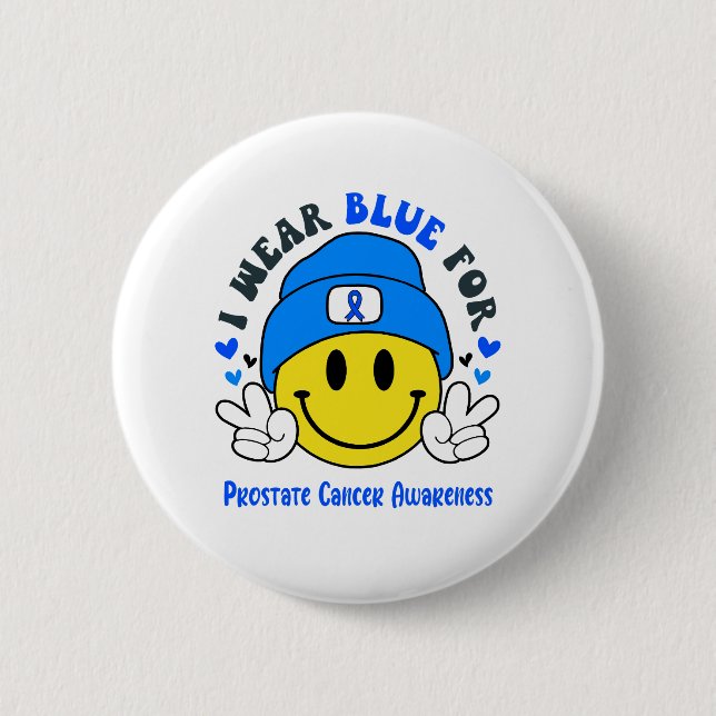 Prostate Cancer Awareness Ribbon Support Gifts Button (Front)