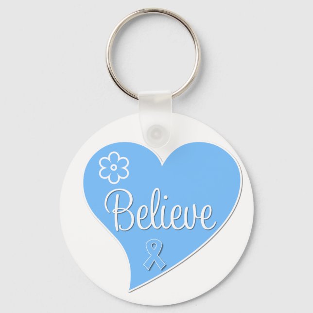 Prostate Cancer Believe Heart Keychain (Front)