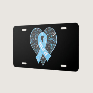 Prostate Cancer Believe Ribbon Heart License Plate
