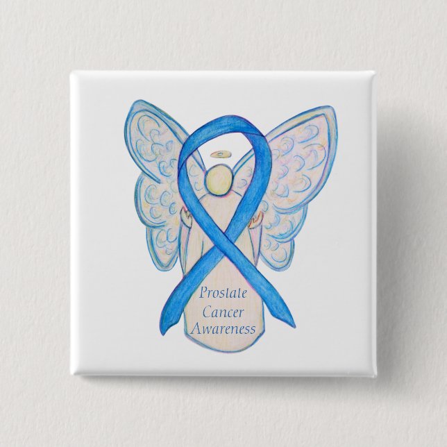 Prostate Cancer Blue Awareness Ribbon Angel Pin (Front)