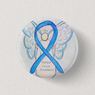 Prostate Cancer Blue Awareness Ribbon Angel Pin
