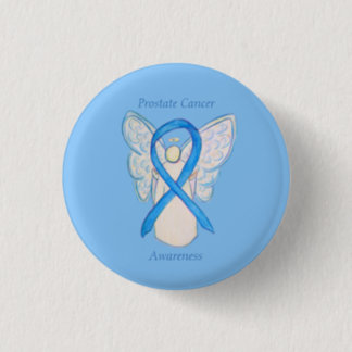 Prostate Cancer Blue Awareness Ribbon Angel Pin