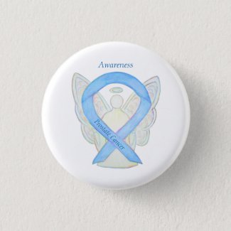 Prostate Cancer Blue Awareness Ribbon Angel Pin