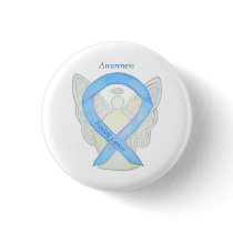 Prostate Cancer Blue Awareness Ribbon Angel Pin