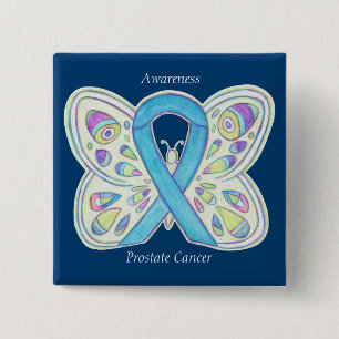 Prostate Cancer Blue Awareness Ribbon Custom Pin
