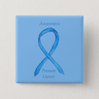 Prostate Cancer Blue Awareness Ribbon Custom Pin