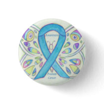 Prostate Cancer Blue Awareness Ribbon Custom Pin