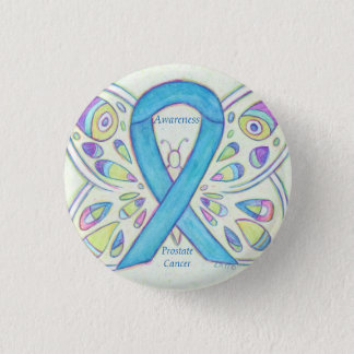 Prostate Cancer Blue Awareness Ribbon Custom Pin