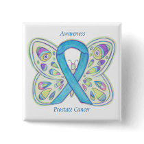 Prostate Cancer Blue Awareness Ribbon Custom Pin