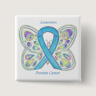 Prostate Cancer Blue Awareness Ribbon Custom Pin
