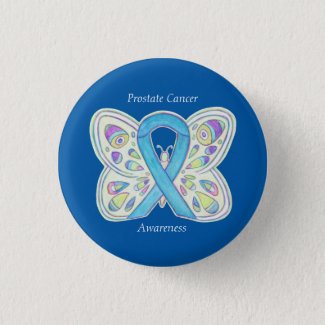 Prostate Cancer Blue Awareness Ribbon Custom Pin