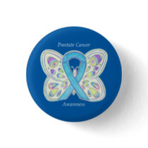 Prostate Cancer Blue Awareness Ribbon Custom Pin