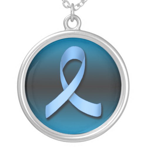 Prostate Cancer Blue Ribbon  Necklace
