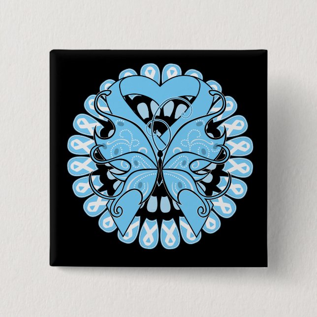 Prostate Cancer Butterfly Circle of Ribbons Button (Front)