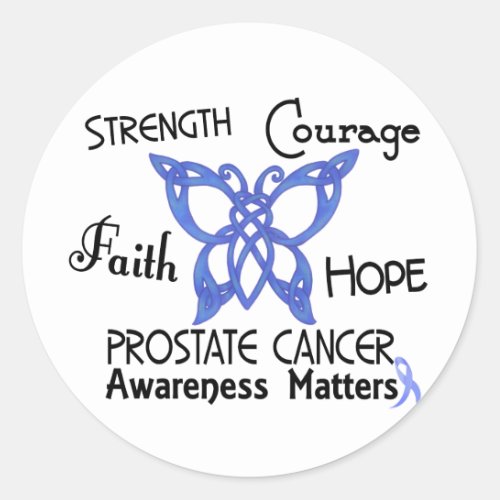 Prostate Cancer Celtic Butterfly 3 Classic Round Sticker